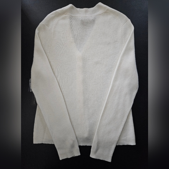 NWT - Italian Merino Wool Sarah Spencer Off White Cardigan - Size L - Picture 7 of 8